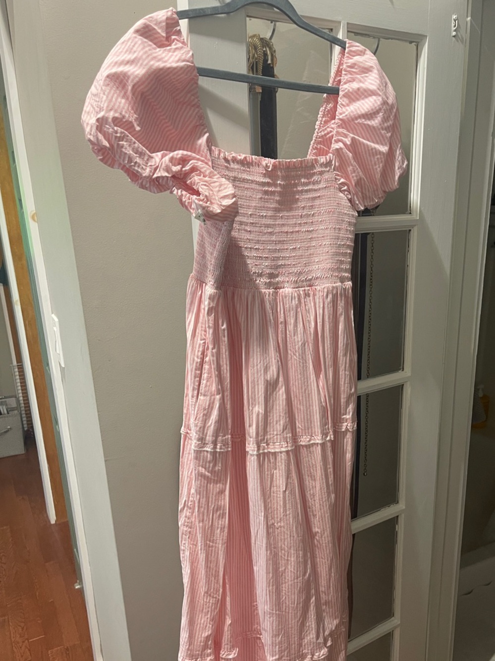 Show Me Your MuMu Pink Smocked Maxi Dress with Puff Sleeves